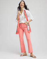 Chico's Women | Girlfriend Fray Hem Kick Flare Jeans MELON MAMBO