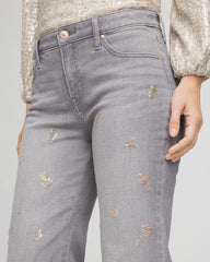 Chico's Women | Rose Gold Embellished Girlfriend Flared Jeans LE HAVRE WASH