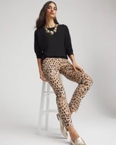 Chico's Women | Leopard Girlfriend Slim Ankle Jeans CARAMEL APPLE