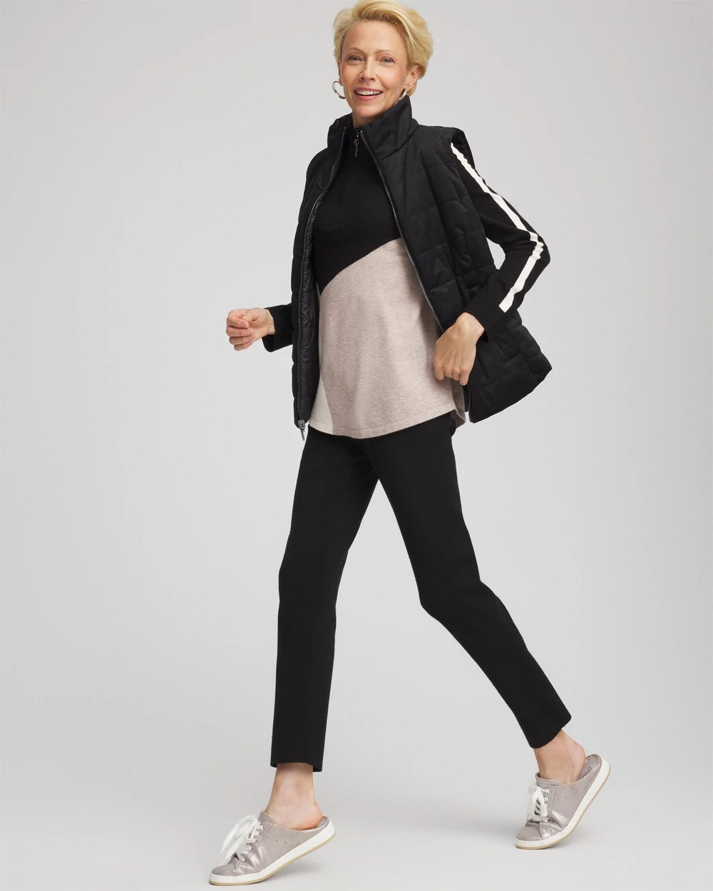 Chico's Women | Zenergy® Luxe Colorblock Half-Zip Pullover SOFT TAUPE HEATHER