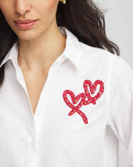 Chico's Women | Crystal Heart Poplin Shirt ALABASTER