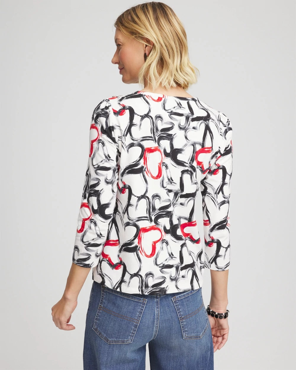 Chico's Women | Love Brush Button Heart Tee BLACK