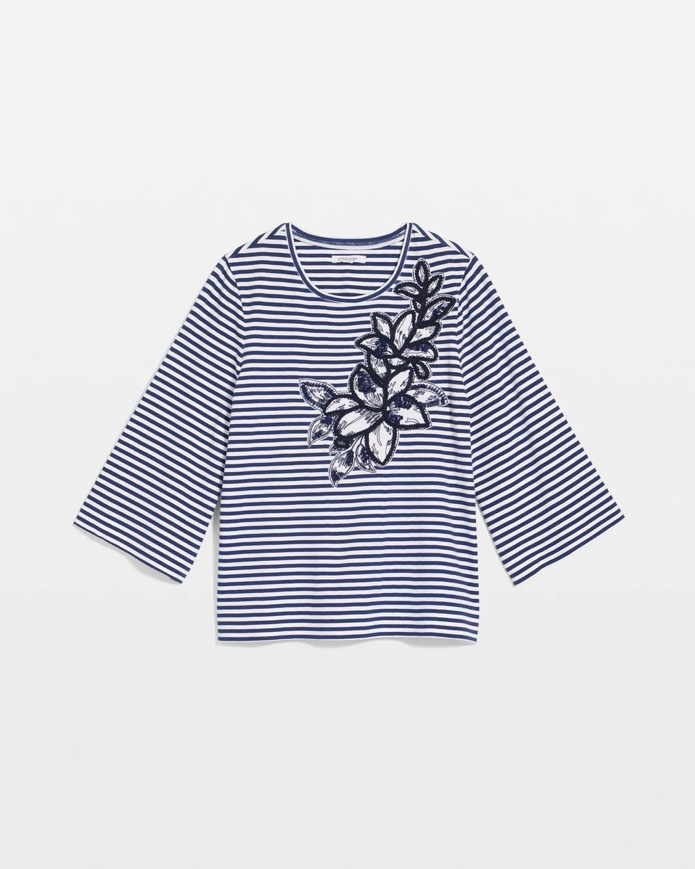 Chico's Women | Floral Embroidered Tee PASSPORT BLUE