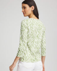 Chico's Women | Pima Button Sleeve Tee GRASSY GREEN