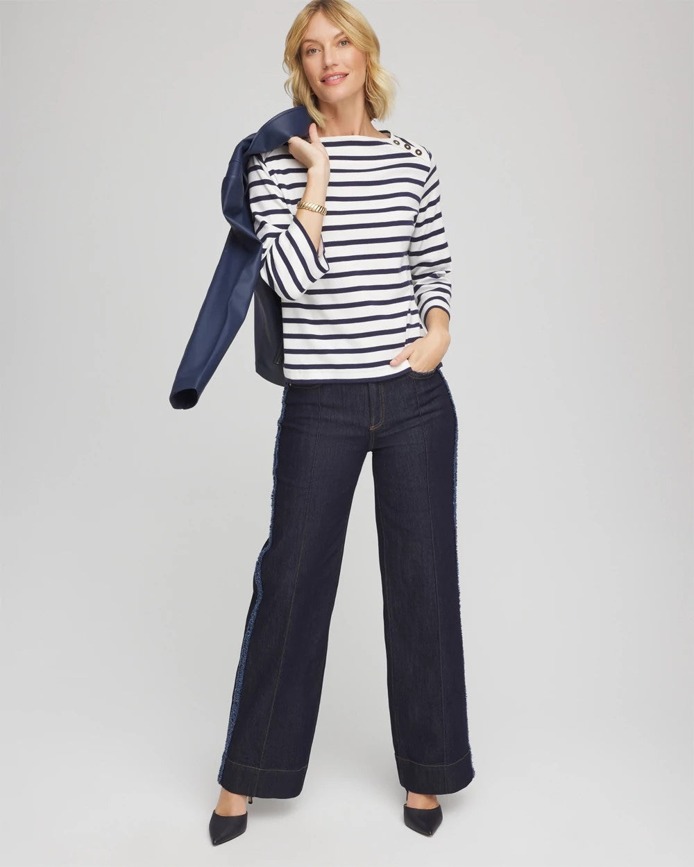 Chico's Women | Bateau Neck Stripe Top ECRU