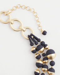 Chico's Women | Gold & Navy Bead Necklace NAVY