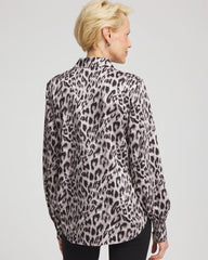 Chico's Women | Faux Silk Snowy Animal Shirt DOVE GRAY