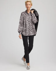 Chico's Women | Faux Silk Snowy Animal Shirt DOVE GRAY