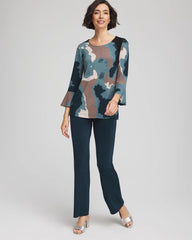 Chico's Women | Travelers™ Crystal Flounce Sleeve Tunic TEAL SHADOW