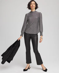 Chico's Women | Sparkle Smocked Top SILVER GLITTER