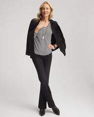 Chico's Women | Striped V-Neck Layering Tee BLACK