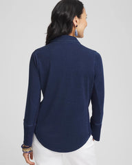 Chico's Women | Collared Henley Denim Top RIVIERA AUTHENTIC