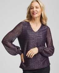 Chico's Women | Foiled Bodre Top PURPLE ELIXIR