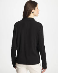 Chico's Women | Collared Rib Mix Henley BLACK