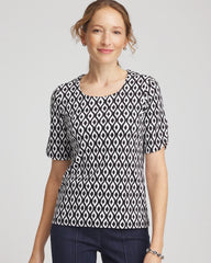 Chico's Women | Printed Pima Elbow Sleeve Tee BLACK