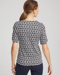 Chico's Women | Printed Pima Elbow Sleeve Tee BLACK