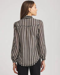 Chico's Women | Clip-Dot Tie-Front Blouse BLACK