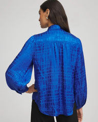 Chico's Women | Jacquard Tie-Front Blouse COBALT STONE