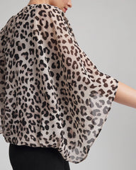 Chico's Women | Travelers™ Animal-Print Bubble-Hem Chiffon Blouse DEEP TAUPE