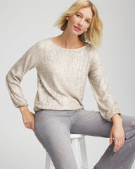 Chico's Women | Drizzled Sequins Bubble-Hem Top CHAMPAGNE FIZZ