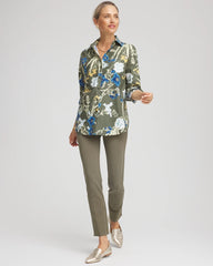 Chico's Women | No Iron™ Printed Sateen Shirt NETTLE LEAF
