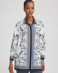 Chico's Women | Travelers™ Collection Paisley Mesh Shirt Jacket CANYON BLUE
