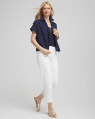 Chico's Women | Embroidered Eyelet Button-down Top PASSPORT BLUE