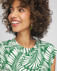 Chico's Women | Palm-Frond-Print Cap-Sleeve Top PALM LEAF