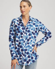 Chico's Women | No Iron™ Printed Sateen Shirt PASSPORT BLUE