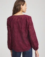 Chico's Women | Feathered Pullover Peasant Blouse DEEP CHIANTI
