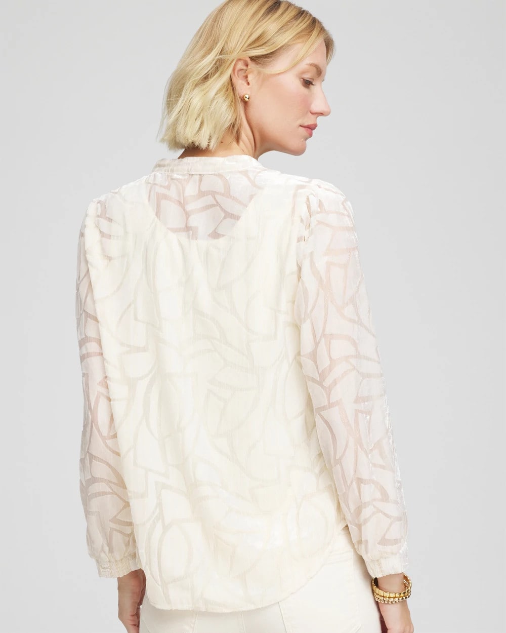 Chico's Women | Cream Burnout Pullover Blouse ENGLISH CREAM