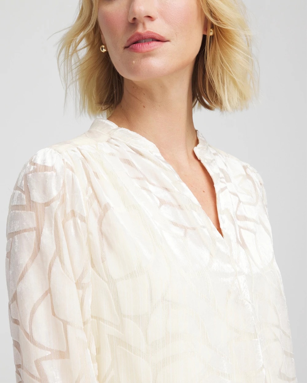 Chico's Women | Cream Burnout Pullover Blouse ENGLISH CREAM