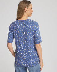 Chico's Women | Printed Elbow Sleeve Tee BLUE LOTUS
