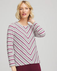 Chico's Women | Zenergy® Soft Brushed Striped Top DEEP CHIANTI