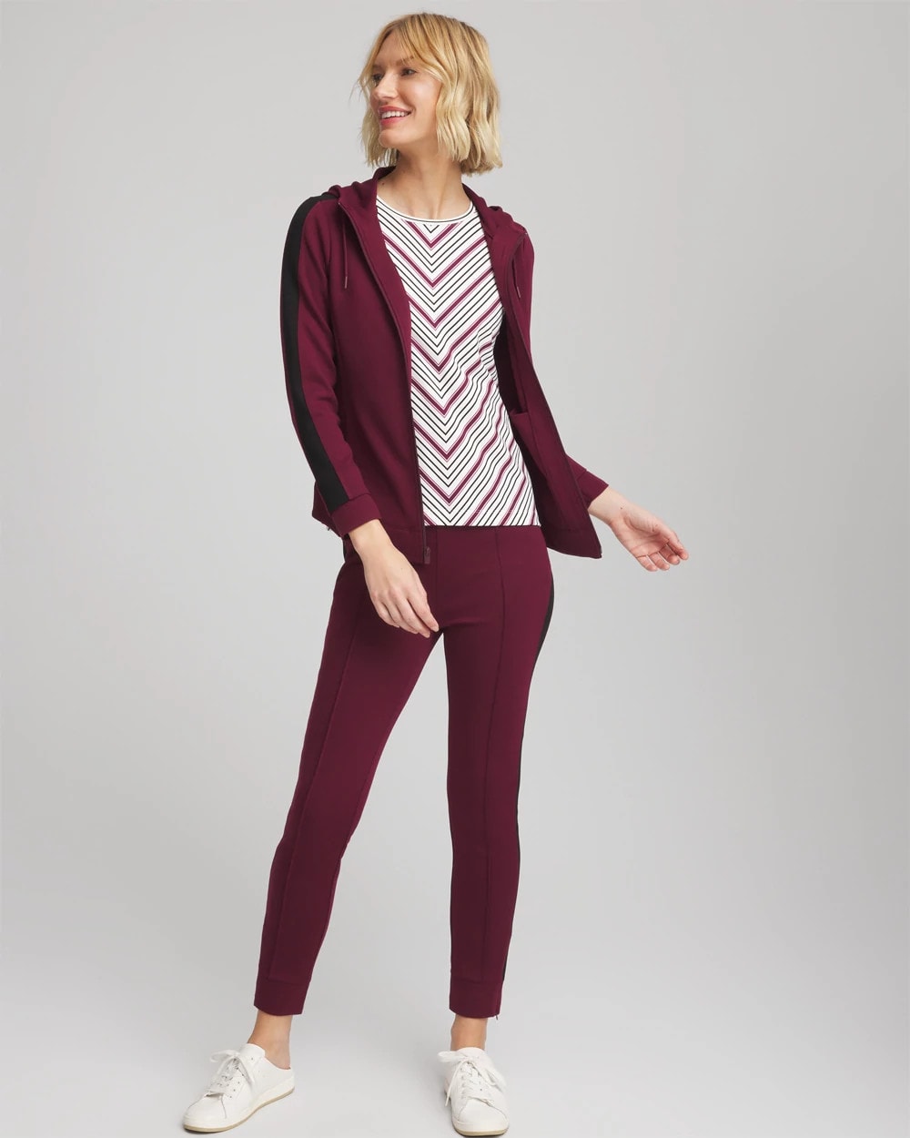 Chico's Women | Zenergy® Soft Brushed Striped Top DEEP CHIANTI