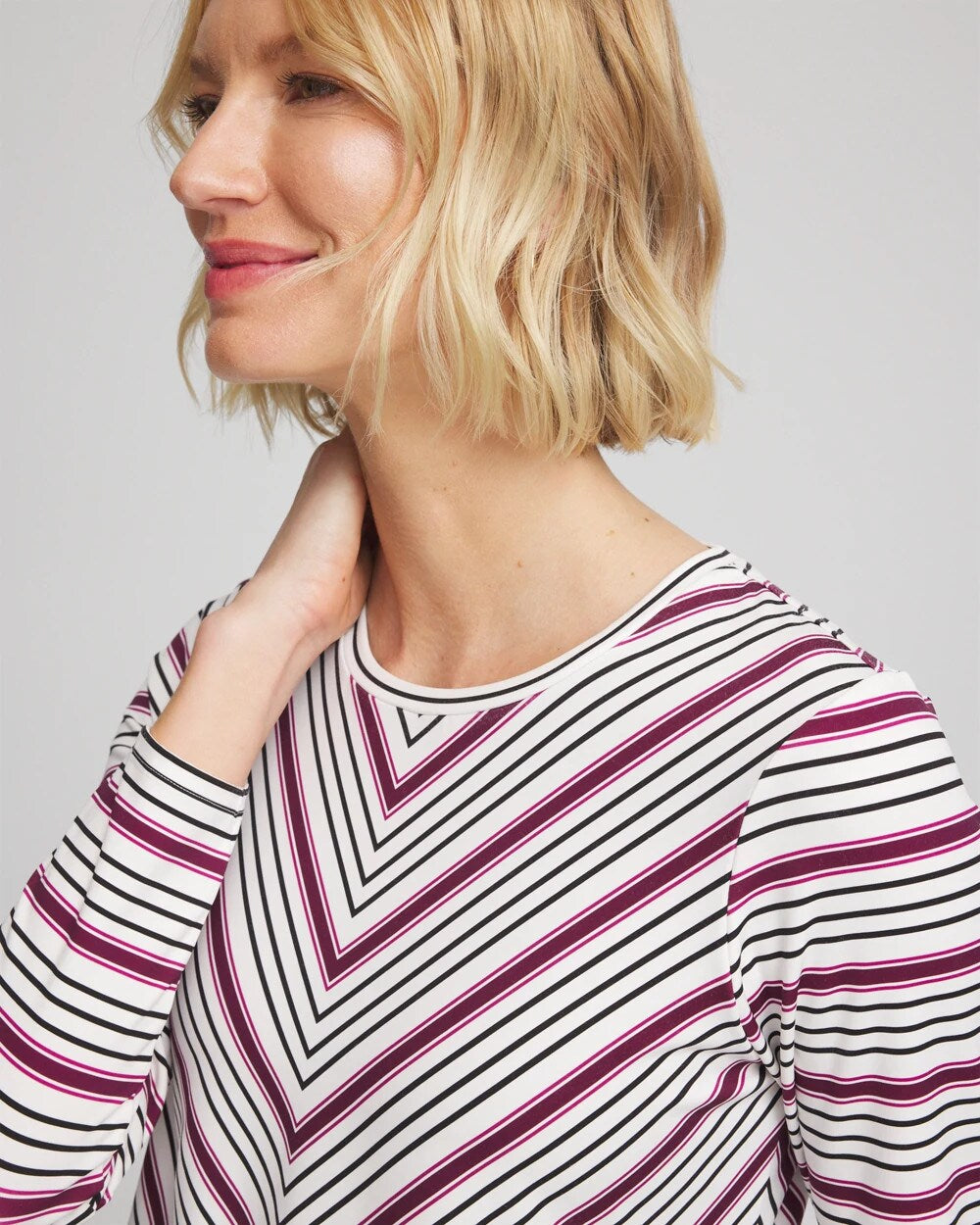 Chico's Women | Zenergy® Soft Brushed Striped Top DEEP CHIANTI