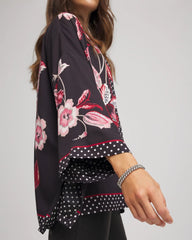 Chico's Women | Short Floral Kimono BLACK