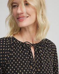 Chico's Women | Floral Print Tie-Neck Top BLACK