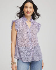 Chico's Women | Cheetah Print Ruffle-Collar Blouse VIOLET AURA