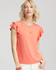 Chico's Women | Touch of Cool™ Flutter Sleeve Tee SUNSET PEACH