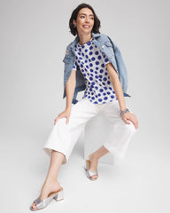 Chico's Women | Polka-Dot Pima Cotton Crewneck Tee ALABASTER