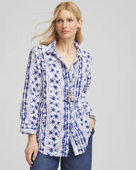 Chico's Women | No Iron™ Star Print Linen Shirt RICH COBALT