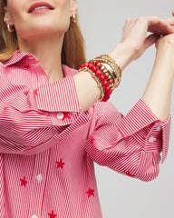 Chico's Women | No Iron™ Stars & Stripes  Sateen Shirt RED GLOW