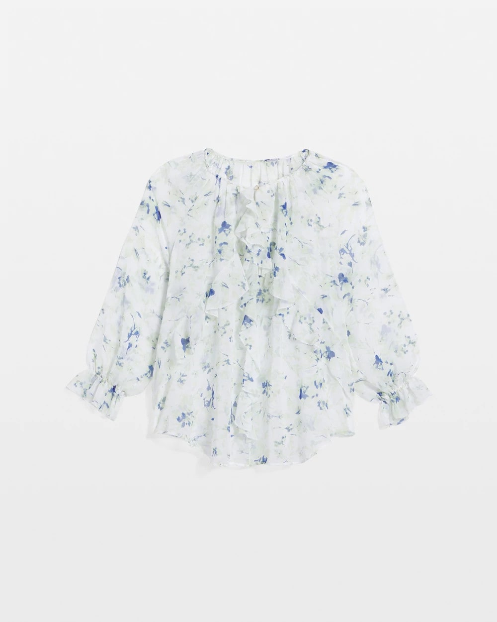 Chico's Women | Georgette Sheer Ruffle Blouse BLUE PEARL