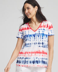 Chico's Women | Zenergy® Americana Tie-dye V-Neck Tee RED GLOW