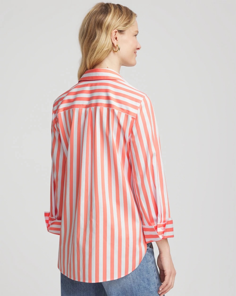 Chico's Women | No Iron™ Vacation Stripes Shirt SUNSET PEACH