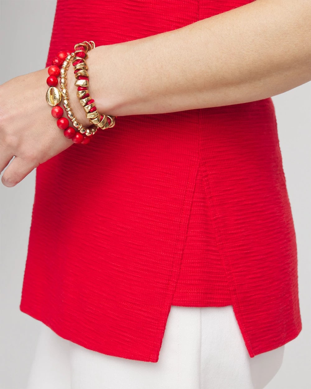 Chico's Women | Textured Sleeveless V-Neck Tunic RED GLOW