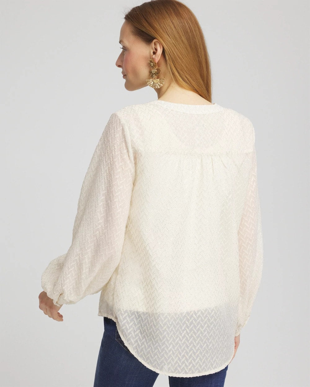 Chico's Women | Chevron Blouson Sleeve Blouse ECRU