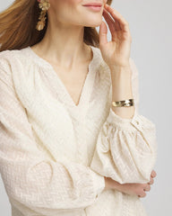 Chico's Women | Chevron Blouson Sleeve Blouse ECRU