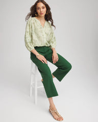 Chico's Women | Lurex Stripe Cotton Blouse SALTED LIME